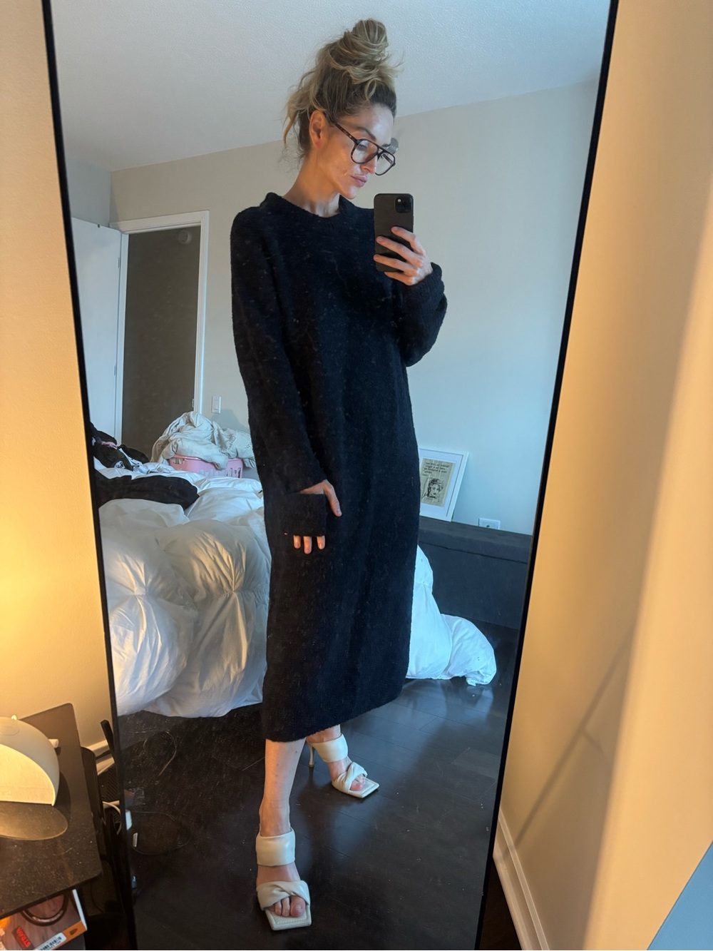 Tibi navy  Long-Sleeve Knit Midi Dress
